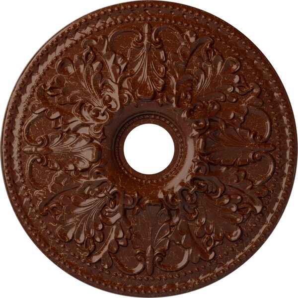 Ekena Millwork Ashley Medallion (Canopies up to 4 3/4"), 23 7/8"OD x 4"ID x 2 1/8"P, Burnished Mahogany Crackle CM23ASBMC - main